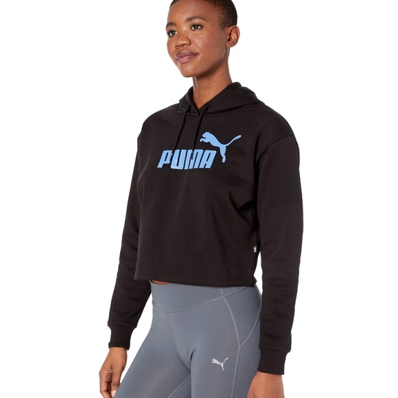NWT Puma Elevated Essential Logo Cropped Fleece Hoodie - Picture 2 of 4